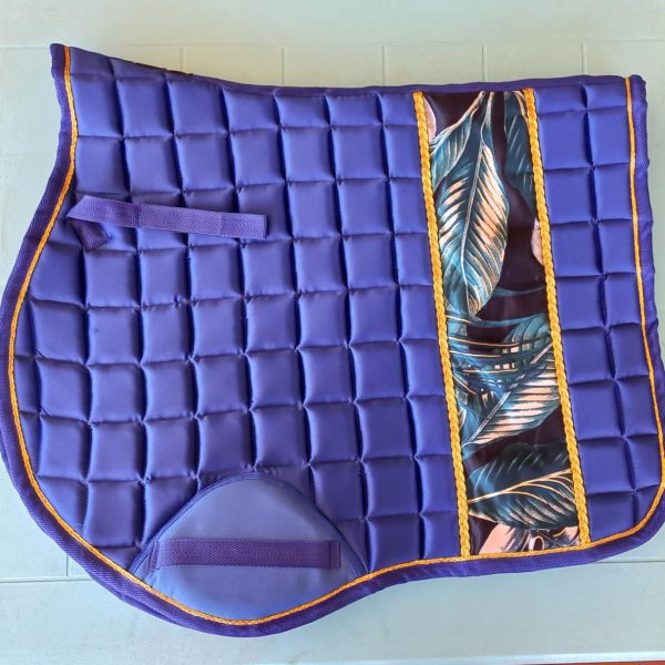 Blue Satin full Gp saddlepad with Dutch Satin leafy panel